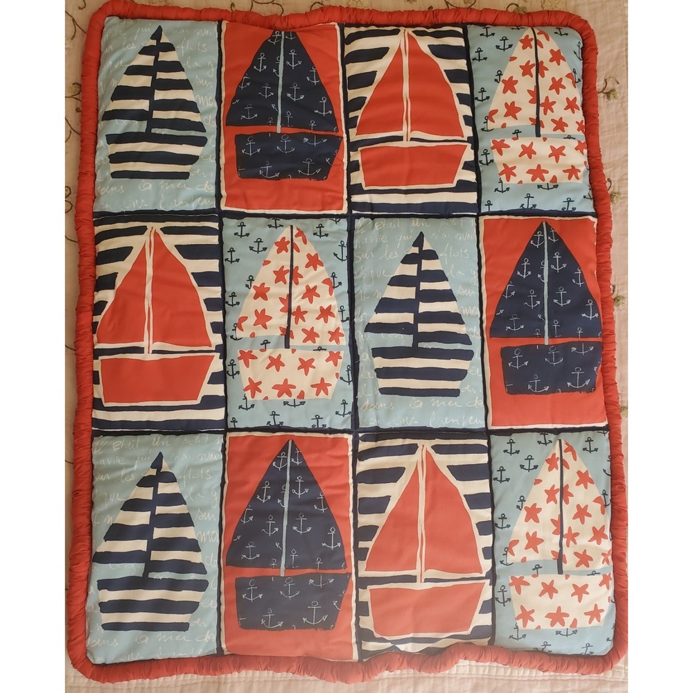 READ Handmade Homemade Nursery Valances Play Mat Laura Ashley Sailboats Nautical